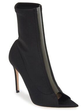 GIANVITO ROSSI Women's Open Toe Stretch Heel Bootie Black Size 38 / US 8 - Italy